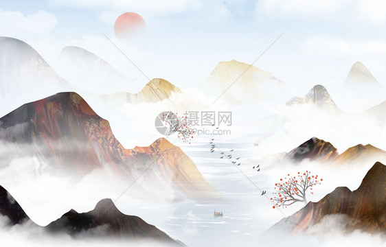 中国风山水水墨图片