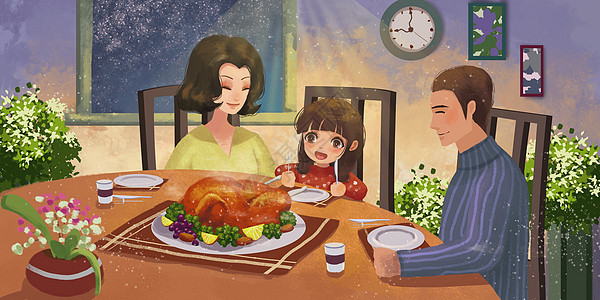 感恩节晚宴全家聚会背景图片