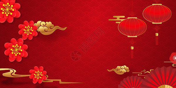 红金中式花卉背景图片