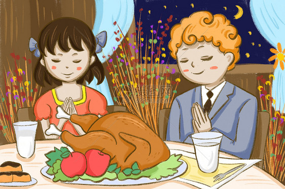 感恩节吃火鸡许愿图片