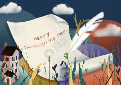 信纸背景感恩节的信GIF高清图片