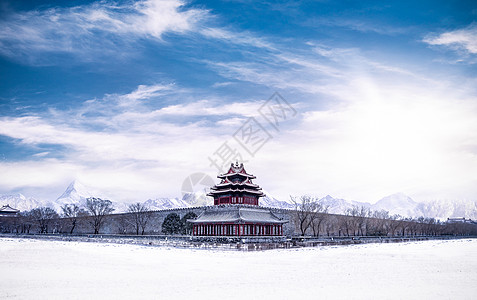 雪景建筑冬天风景设计图片