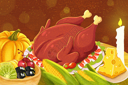 感恩节火鸡大餐背景图片