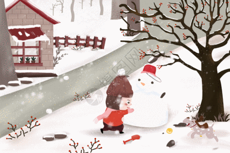 小雪插画24节气小雪GIF高清图片
