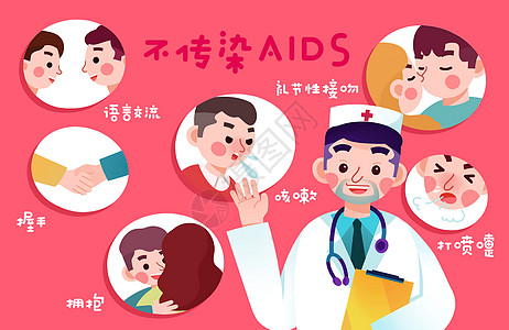 预防艾滋病艾滋病普及防范插画插画
