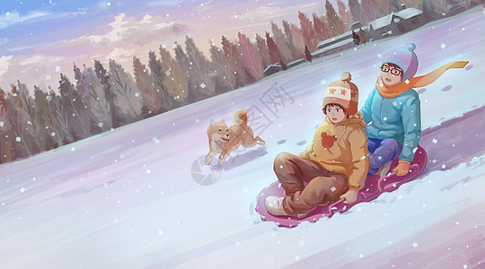 冬季滑雪的小伙伴图片