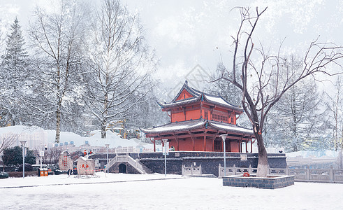 雪景建筑冬季背景设计图片