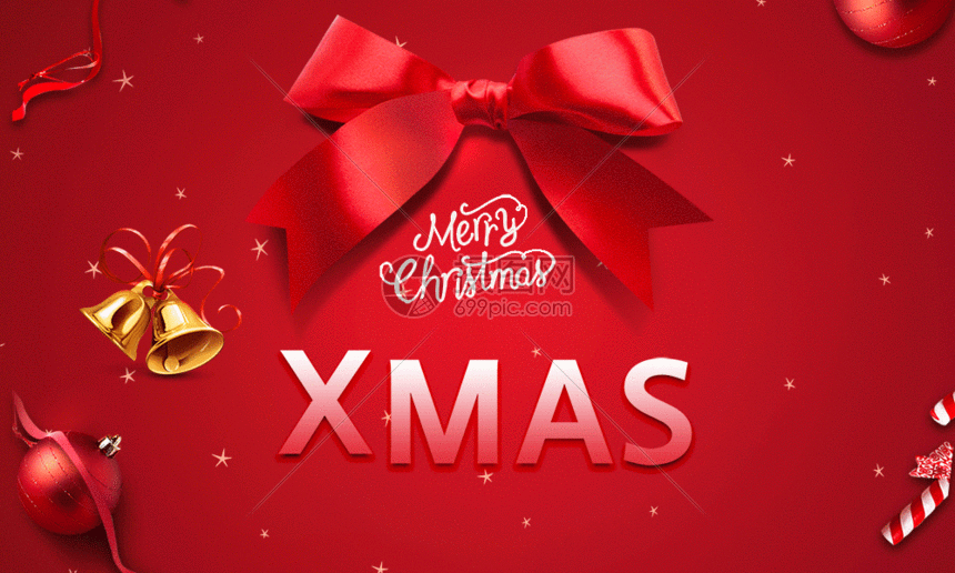 gif动图 营销海报 红色大气蝴蝶结圣诞节海报gif.psd,gif 860_516