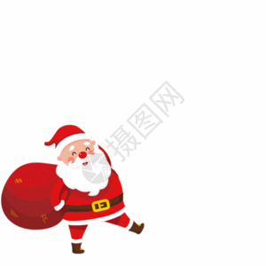 红色背景圣诞圣诞老人gif高清图片
