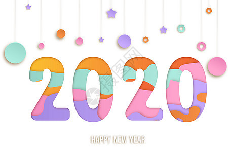 2020新年艺术字插画背景图片