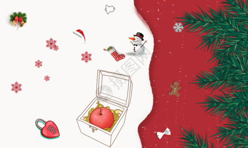 卡通温馨红苹果平安夜海报gif图片