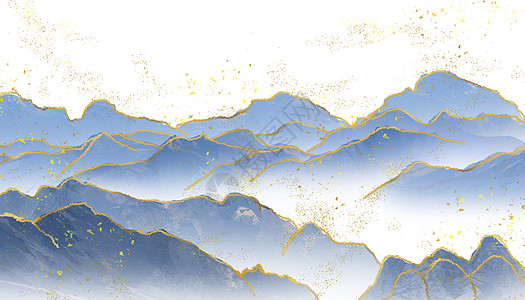 中国风大气国韵鎏金山水设计图片