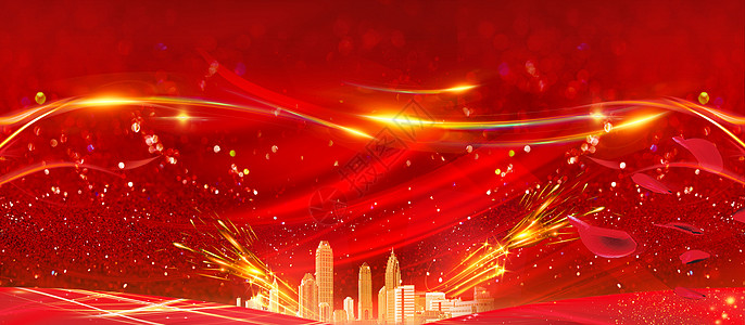 五周年庆典红色喜庆年会背景设计图片