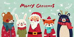 圣诞可爱小动物插画图片