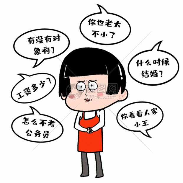 春节亲戚和三姑六婆的问候表情包gif