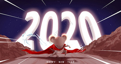 2020鼠年字体插画图片