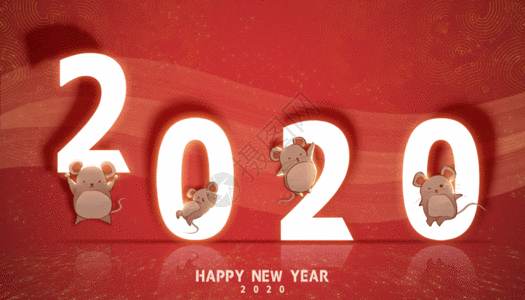 2020鼠年小鼠红色纹理GIF图片