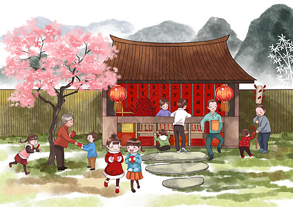 民俗乡村春节背景图片