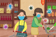 戴口罩超市购物防御病毒图片