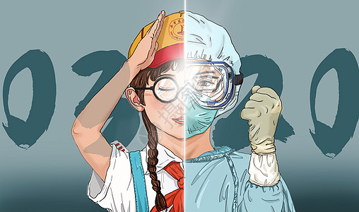 防护服战士插画
