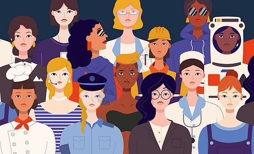 科研提取三八妇女节职业群像插画