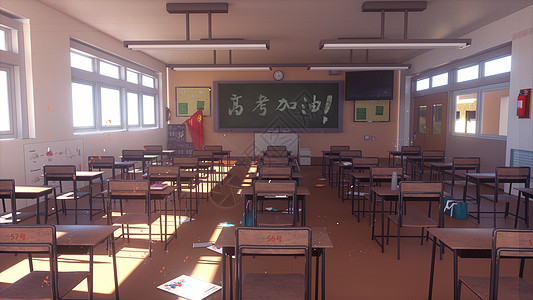 中学学校高考加油教室场景插画插画