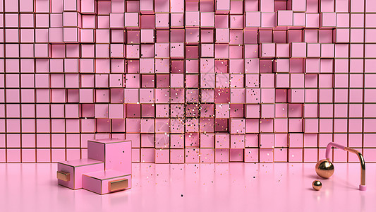 粉红色简约电商场景图片