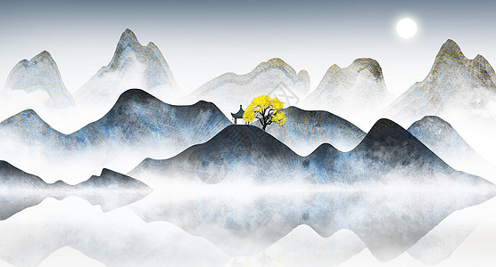 山水插画背景图片
