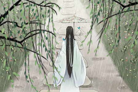 中国风清明时节雨纷纷插画