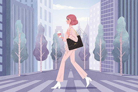 时尚女性都市白领上班工作插画
