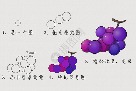 葡萄简笔画教程图片