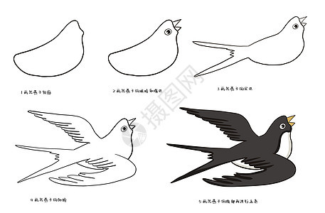 燕子简笔画涂鸦高清图片素材