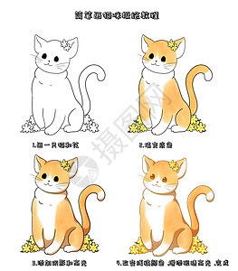 简笔画猫咪板绘教程高清图片