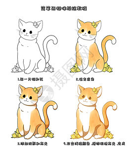 简笔画猫咪板绘教程图片