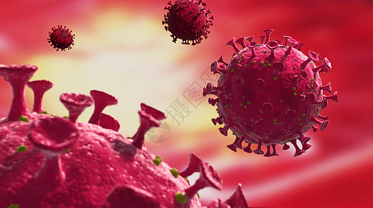 新冠病毒3D渲染高清图片