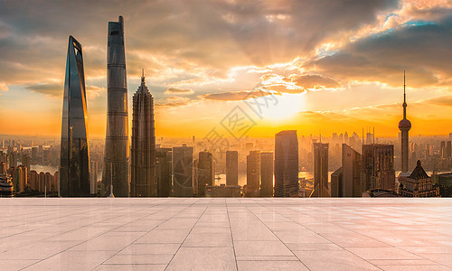 商务城市上海黄昏高清图片