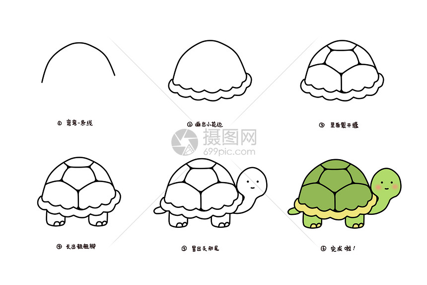 小乌龟简笔画教程