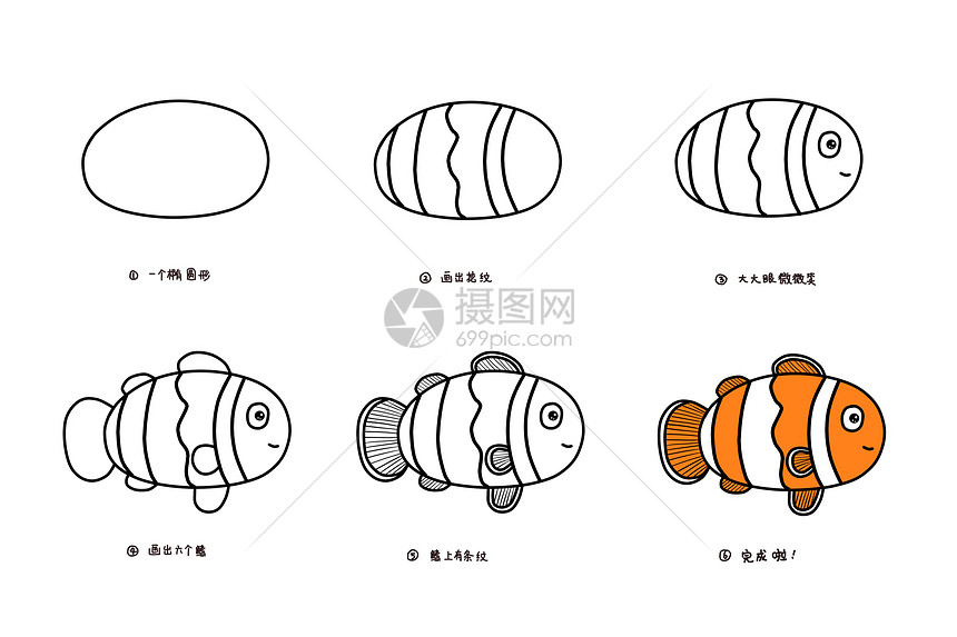 小丑鱼简笔画教程图片