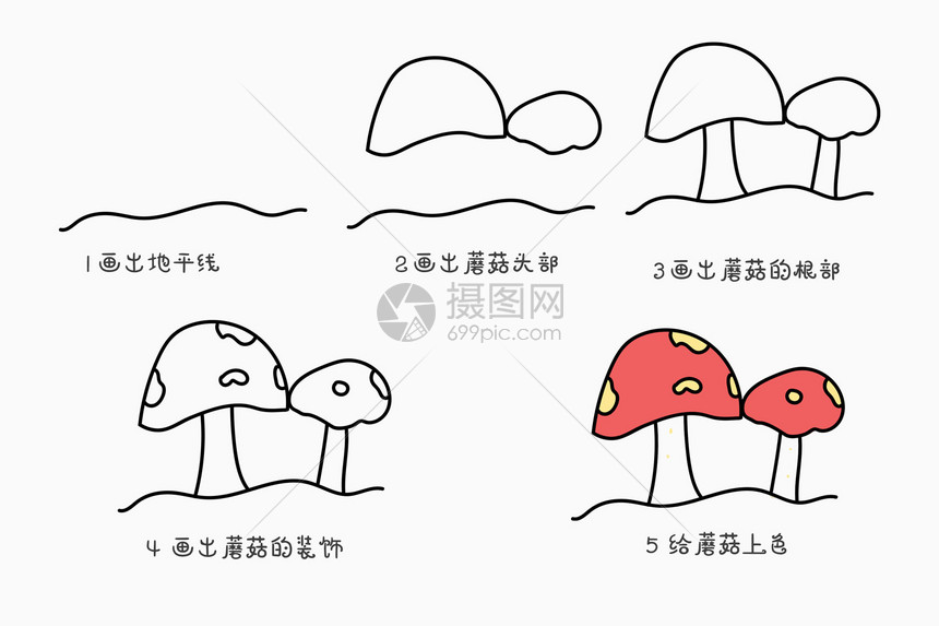 蘑菇简笔画教程图片