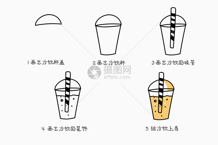 饮料简笔画教程图片