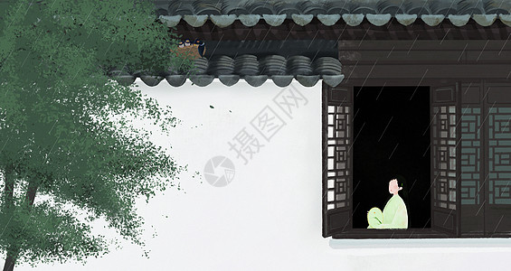 中国风24节气谷雨插画