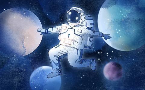 翱翔太空的宇航员背景图片