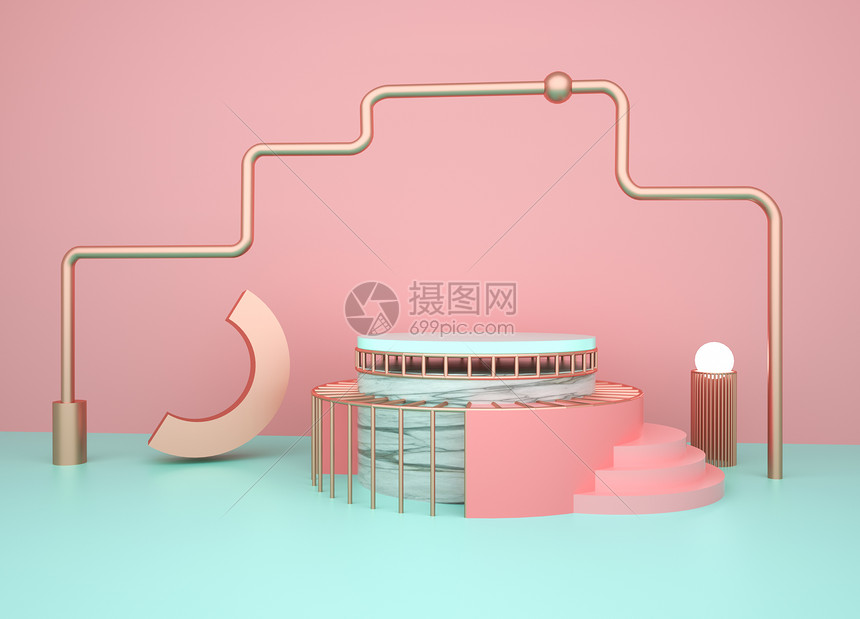 马卡龙色3D立体背景图片