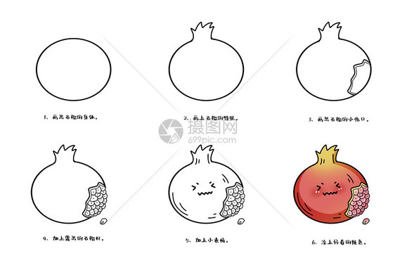 石榴简笔画教程图片