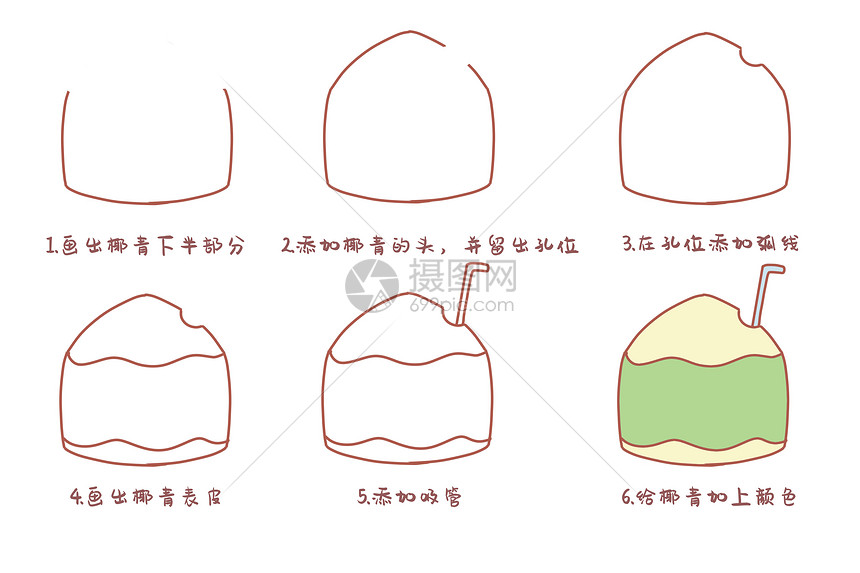 椰青简笔画步骤图片