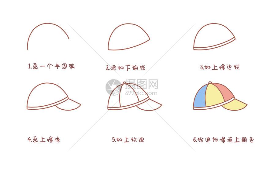 棒球帽简笔画步骤图片