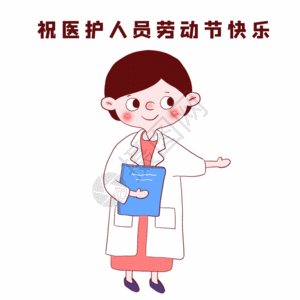 外国人像医护人员劳动节快乐GIF高清图片