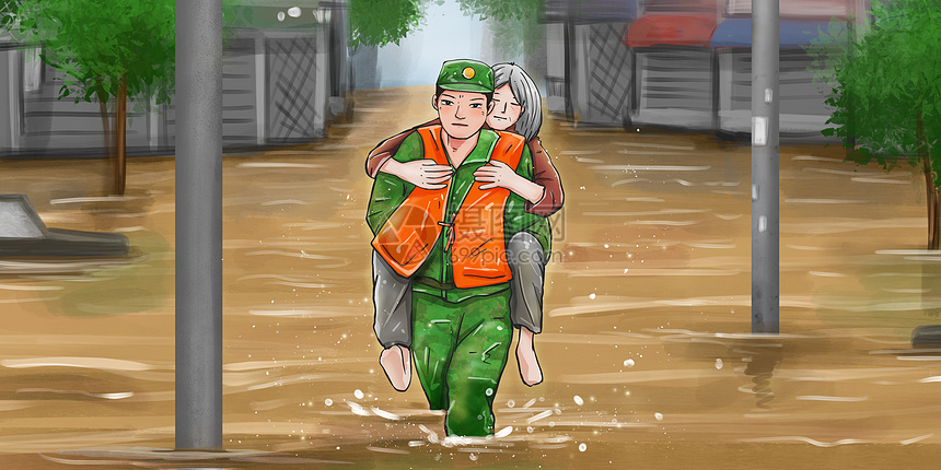 抗洪救灾的军人