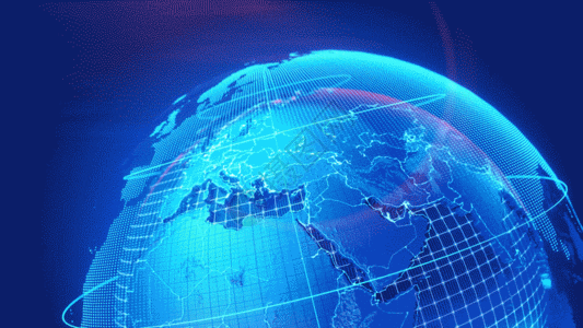 世界地图蓝色科技感三维旋转地球动画GIF高清图片