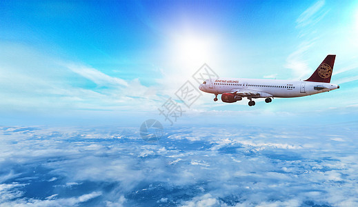 云端上的飞机背景图片